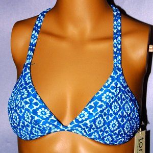 Tori Praver Triangle Caribbean Blue Bikini Top